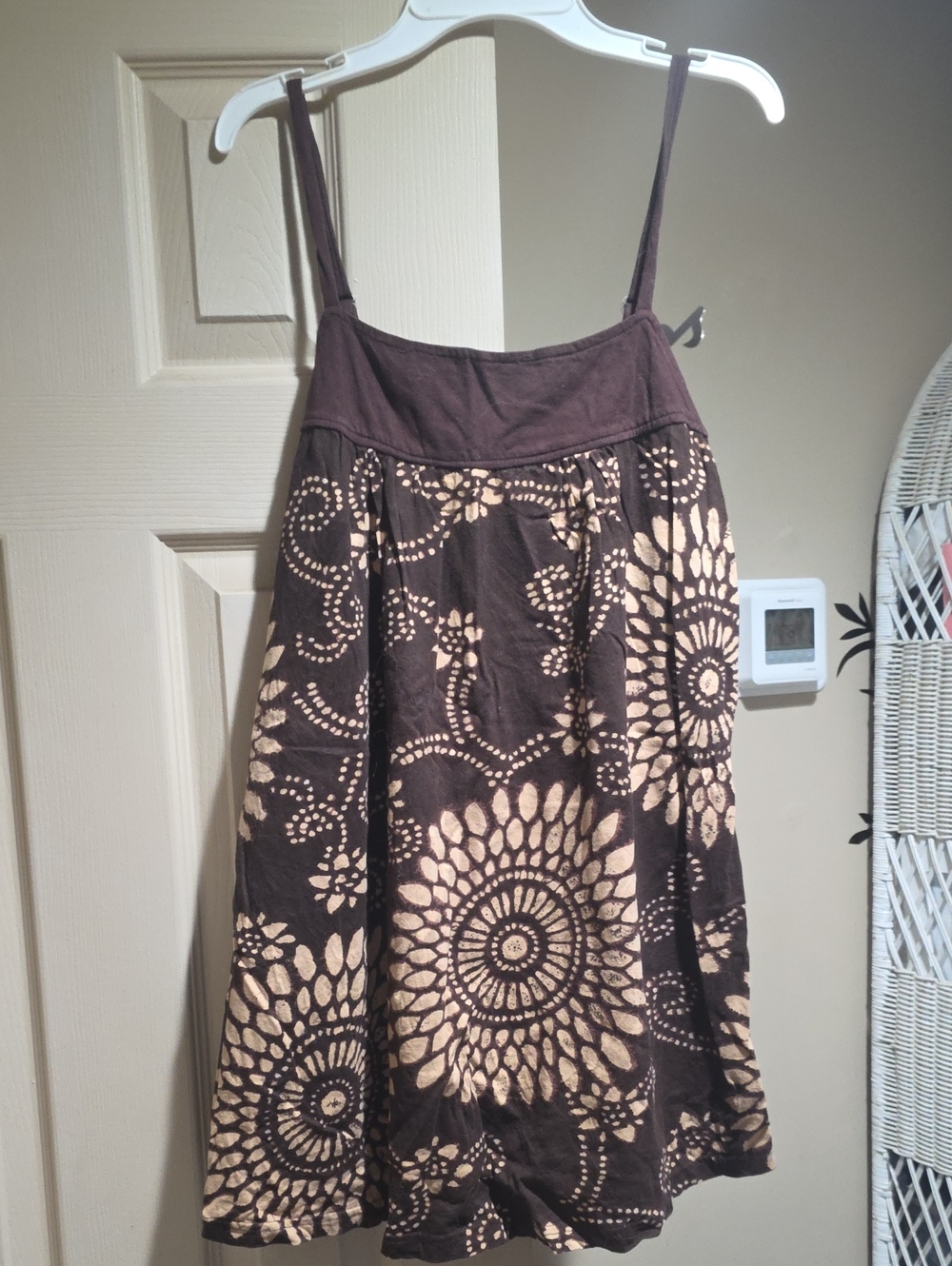 Brown and Cream Floral Sunburst Spaghetti Strap Shirt